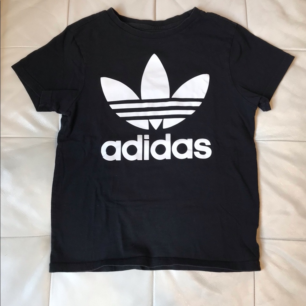 Black And White Adidas Big Logo Graphic T-Shirt (M)